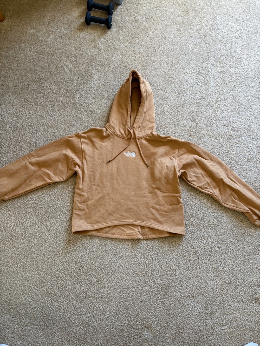 The North Face Women's Hoodie in Light Tan with White Logo